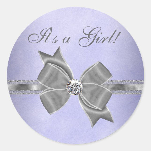 Stickers Baby shower violet et gris élégant (Devant)