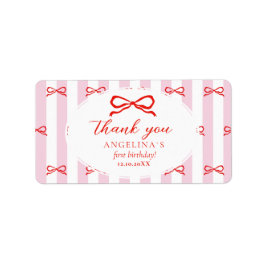 Stickers Baby's first birthday with soft pink. Adressaufkleber