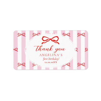 Stickers Baby's first birthday with soft pink. Adressaufkleber