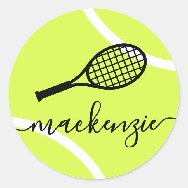 Stickers balle de tennis Nom du script personnalis (Devant)