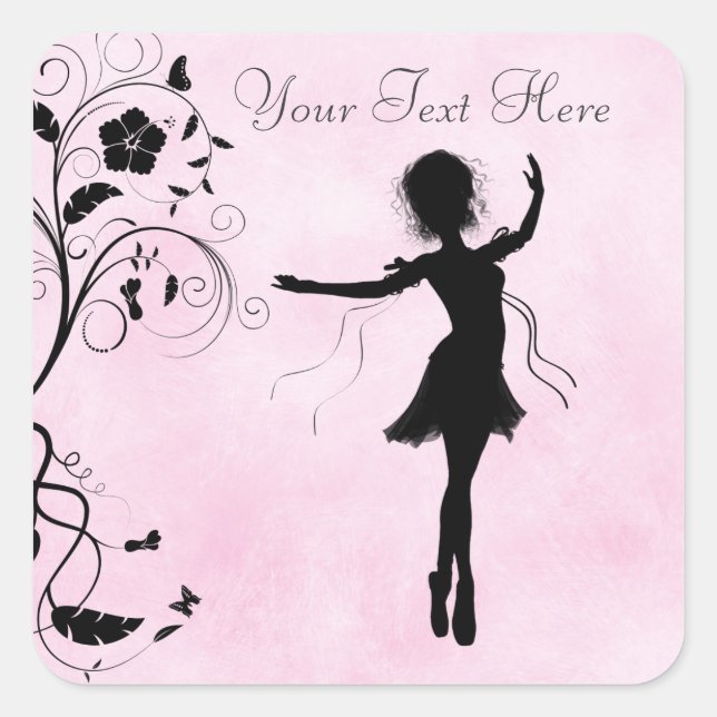 Stickers Ballerina et Fleurs personnalisés (Devant)