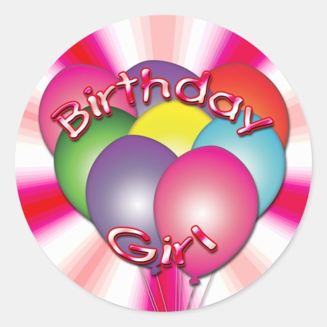 Stickers Balloons Fille Anniversaire (Devant)