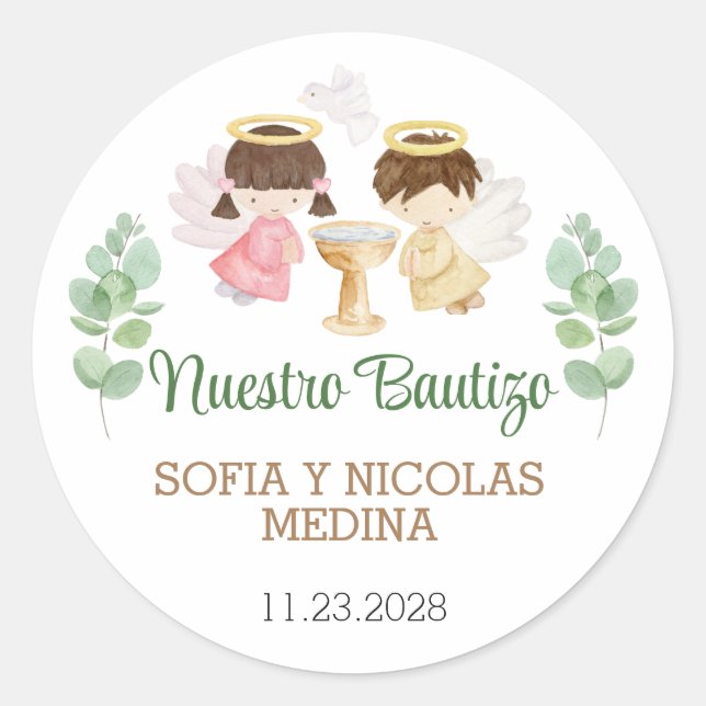Stickers Baptême Girl Boy Bautizo Espagnol Español (Devant)