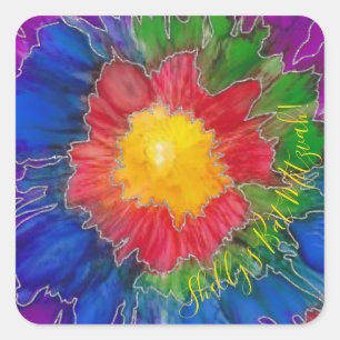 Stickers bar ou Bat mitzvah SquareTie Dye Flowers