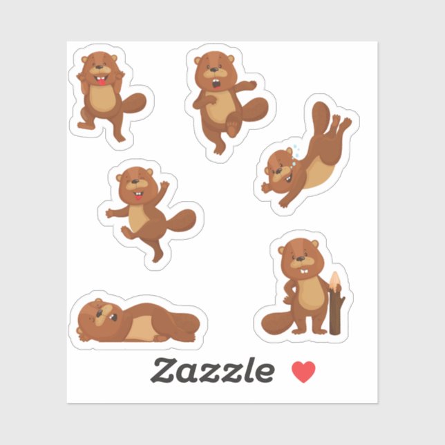 Stickers Beaver mignons (Feuille)