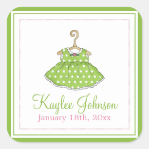 Stickers Bébé robe verte de petite fille