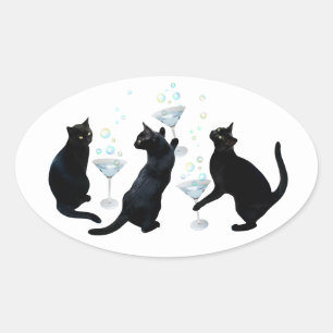 Stickers Black Cats Martinis