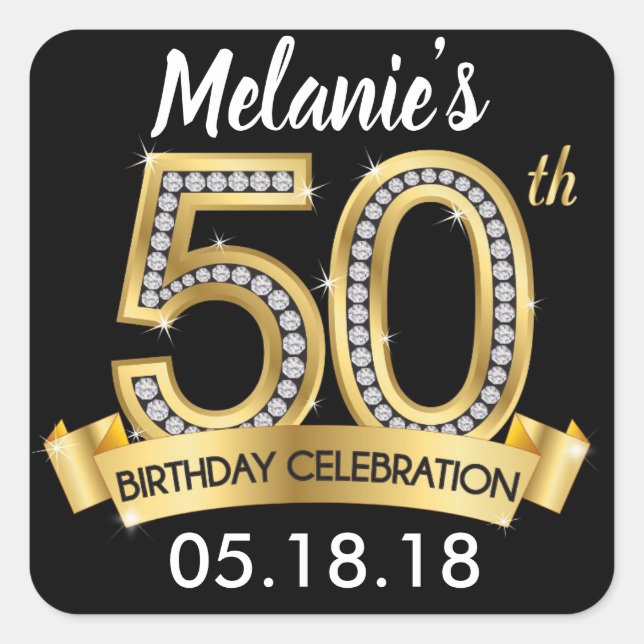 Stickers Black & Gold 50th Birthday (Devant)