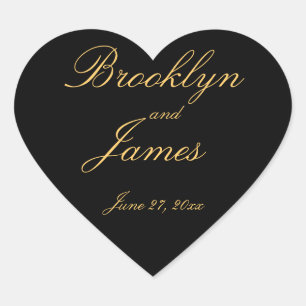 Stickers Black Gold Elegant Heart Wedt Wedding