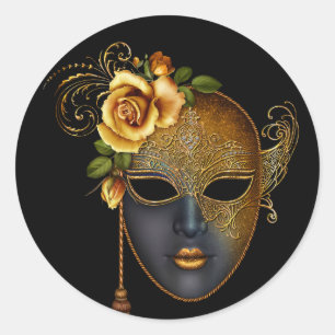Stickers Black Gold Masquerade Party