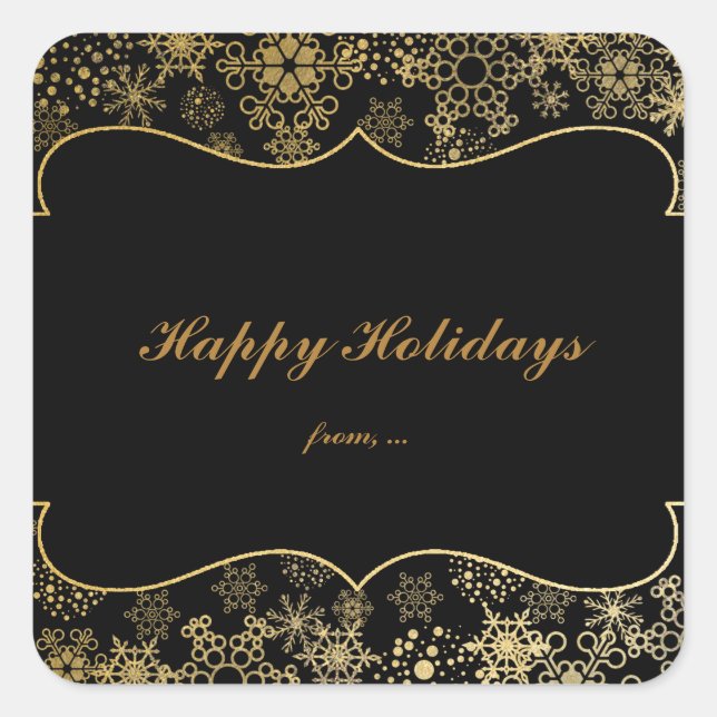 Stickers Black & Gold Snowflakes Holiday Favoriser (Devant)
