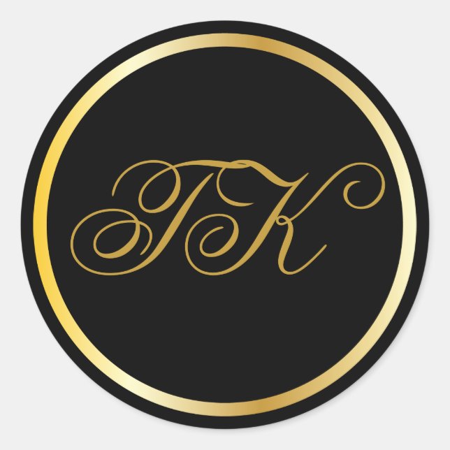 Stickers Black Round Monogramme Or (Devant)