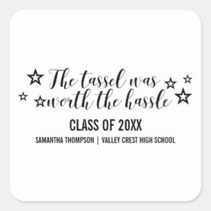 Stickers Black Tassel Worth Hassle Graduation
