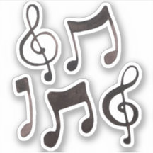 Stickers Black Watercolor Ink Music