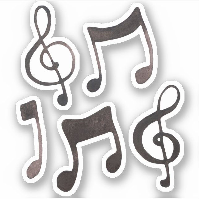 Stickers Black Watercolor Ink Music (Devant)