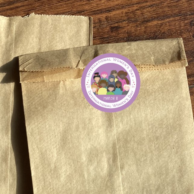 Stickers blancs violets de la Journée internationa (Créateur téléchargé)