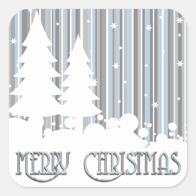 Stickers - Bleu & Gris - Étoiles & Neige (Devant)