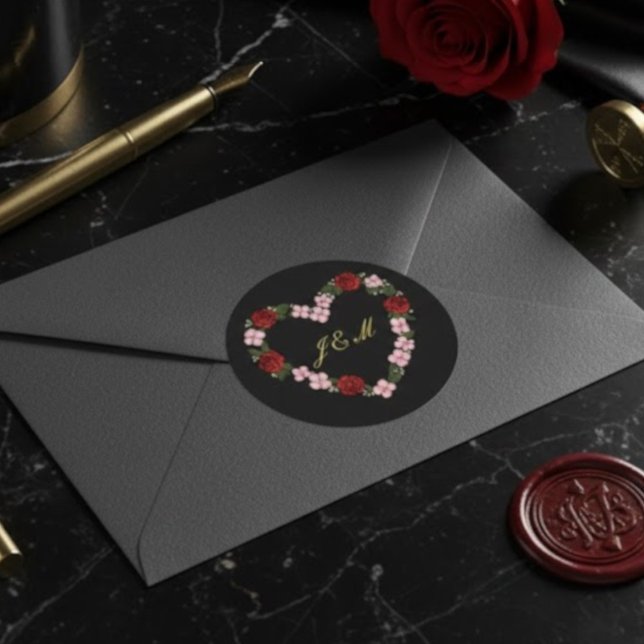 Stickers Block Rose Heart Wedding Initial (Von Creator hochgeladen)