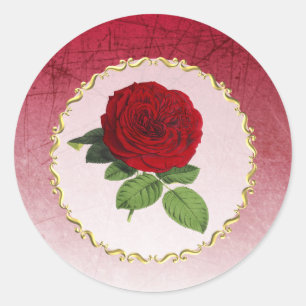 Stickers Bordure or Burgundy et Red Rose