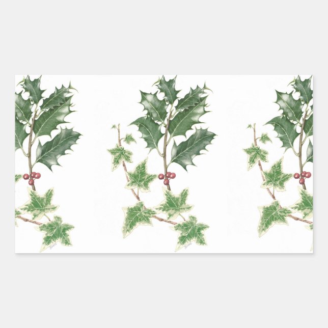 Stickers botaniques Holly & Ivy Sprigs de Noël (Devant)