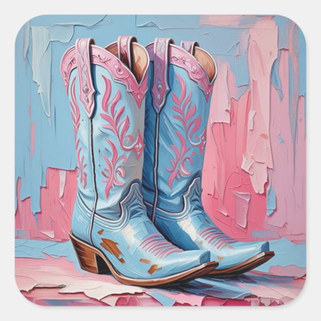 Stickers Bottes pour poules roses et bleues (Devant)