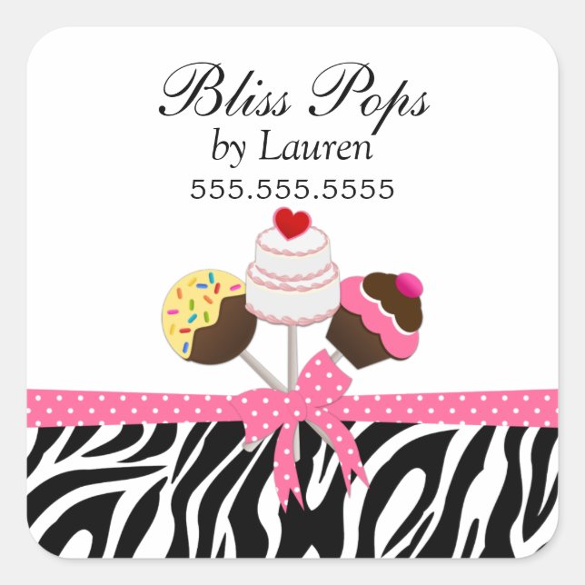 Stickers Boulangerie à ruban Pops de gâteaux Zebra (Devant)