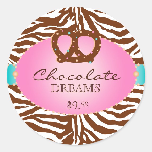 Stickers boulangerie Pretzel Chocolat rose (Devant)