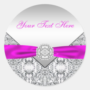 Stickers Bow en dentelle argentée Fuchsia