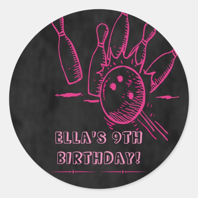 Stickers Bowling Chalkboard Anniversaire (Devant)
