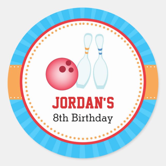 Stickers Bowling - Garçon Fille Anniversaire Fête  (Devant)