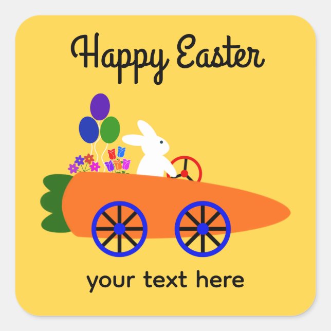 Stickers Bunny Riding Carotte Car #2-2 (Devant)