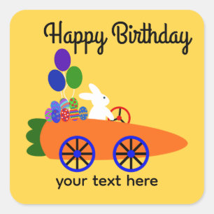 Stickers Bunny Riding Voiture Carotte Anniversaire
