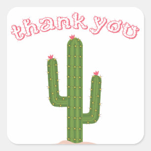 Stickers Cactus vert Merci rose