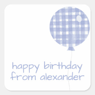 Stickers Cadeau bleu En vichy aquarelle