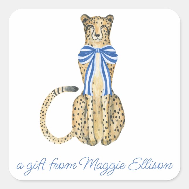Stickers Cadeau Chinoiserie Aquarelle Bow Cheetah (Devant)