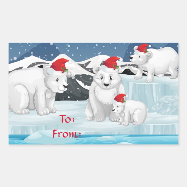 Stickers Cadeau de Noël-Ours polaires (Devant)
