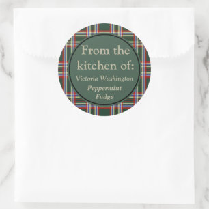 Stickers Cadeau de Noël Plaid Vert