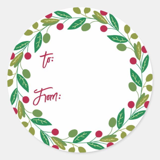 Stickers Cadeau de Noël Wreath (Devant)