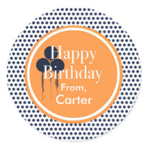 Stickers Cadeau Marine et Orange Polka Dot personn