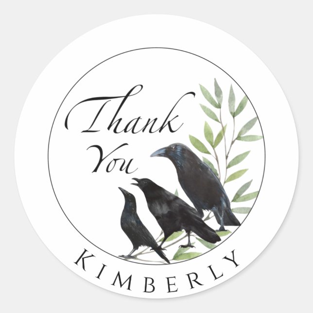 Stickers Cadeau Merci Stickers Oiseau de Corbeau (Devant)