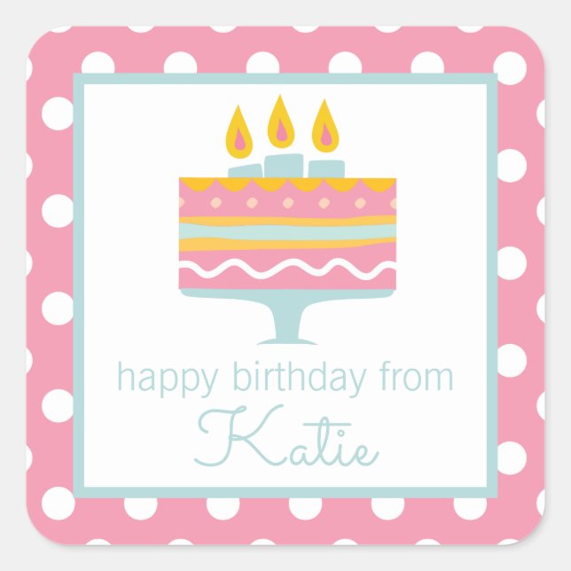 Stickers Cadeau Personnalisé Gâteau d'Anniversaire (Devant)