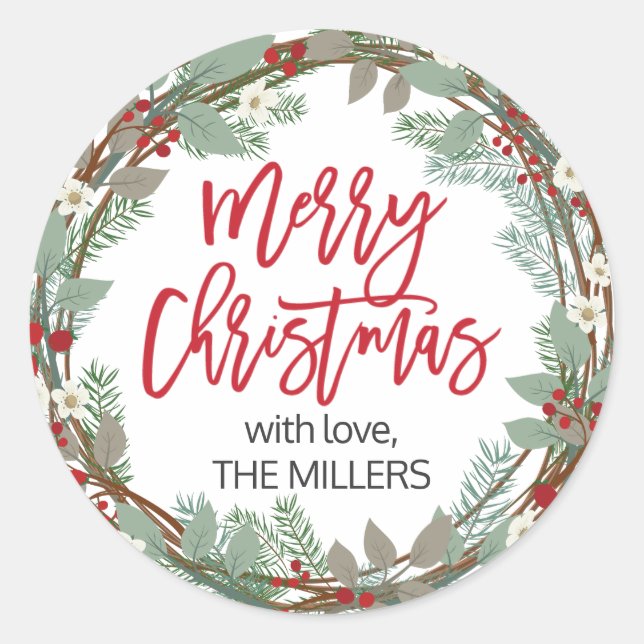 Stickers Cadeau Rond Personnalisé Joyeux Noël (Devant)