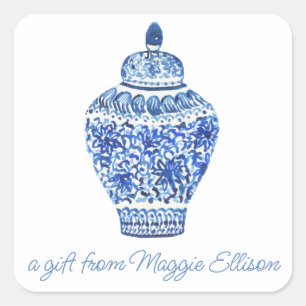 Stickers Cadeaux Chinoiserie Aquarelle Ginger Jar
