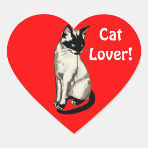 Stickers Cadeaux Coeur Amoureux des chats Siamais