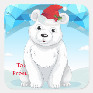 Stickers cadeaux de Noël-Ours polaire