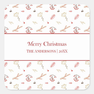 Stickers cadeaux de Noël Red Holly Berry