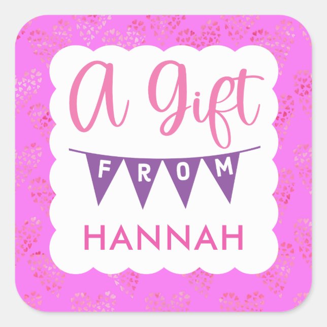 Stickers Cadeaux Filles Jolie Rose Anniversaire (Devant)