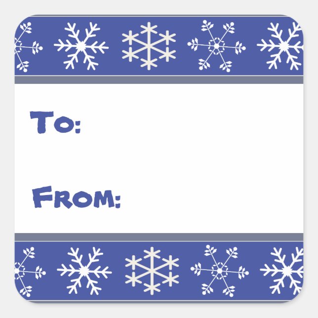 Stickers cadeaux Fléaux de neige bleu et blanc #Ho (Devant)