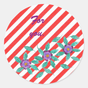 Stickers Cadeaux Rouge Blanc Gris Violet Fleurs