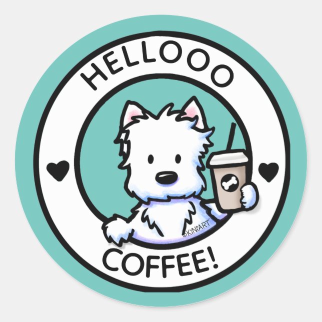 Stickers café KiniArt Westie (Devant)
